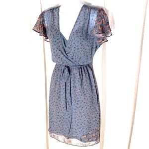 French Connection cottagecore floral midi dress with flutter sleeves, Size 4